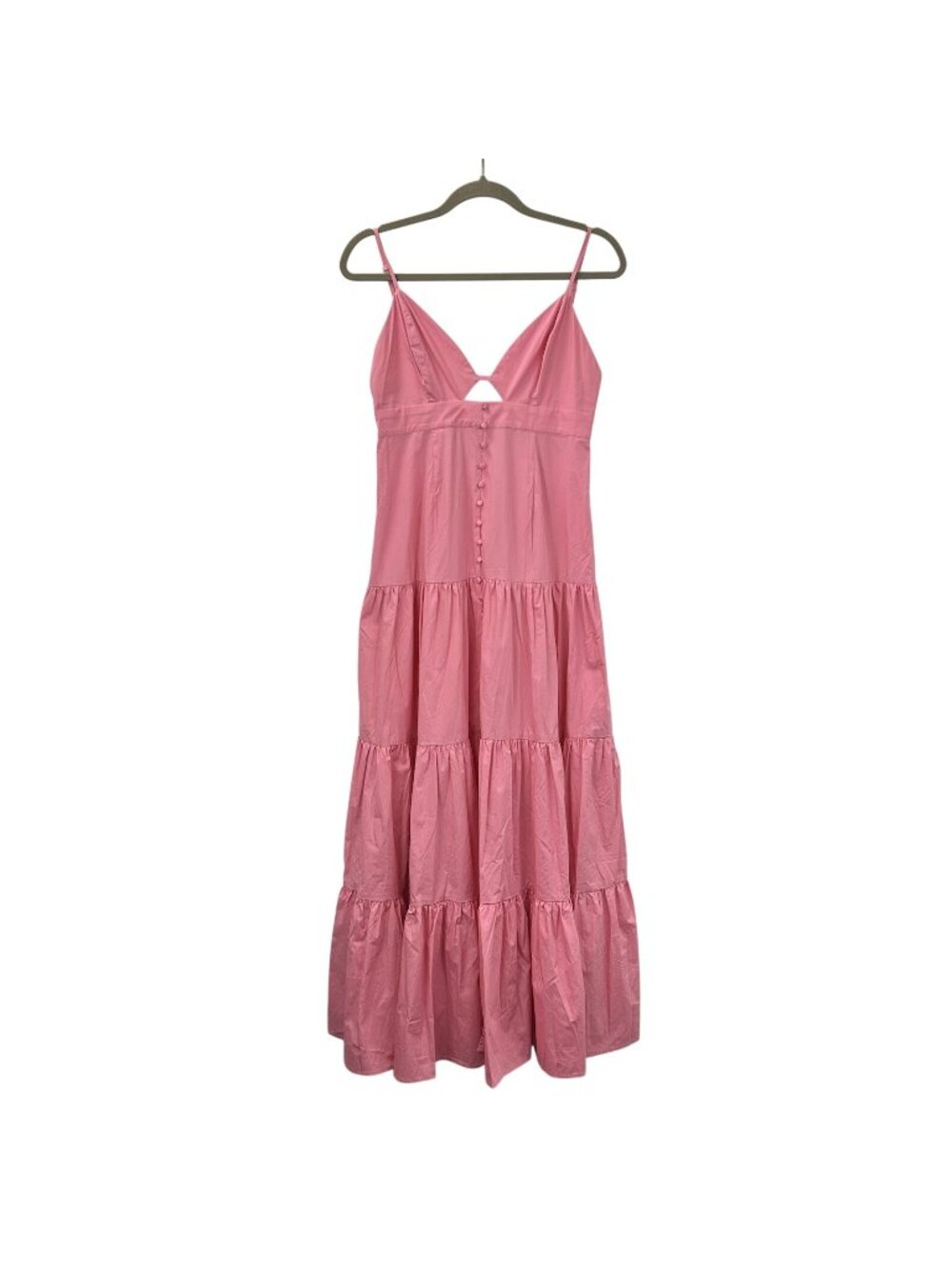 Seven Wonders Tiered Maxi Dress Button Front  Islay Hot Pink Smocked Size M/6